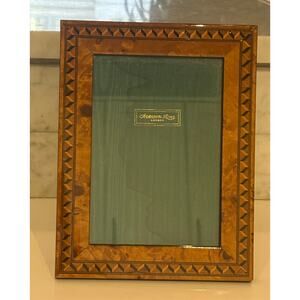 Vintage Addison Ross Inlay Burl Wood Picture Frame Photo Brown Black 5 x 7